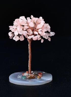 天然粉红紫水晶砾石原石DIY创意水晶幸运桃花树礼品客厅入口装饰