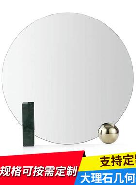 北欧天然大理石几何托盘隔热垫圆形餐盘化妆镜珠宝首饰拍摄道具
