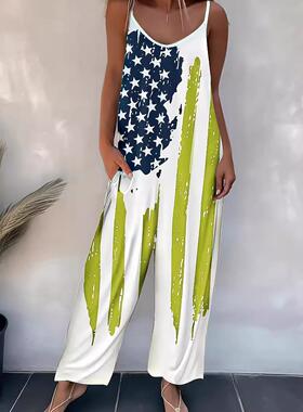 New Women ' s Printed Casual Tank Top Romper , Adjustable