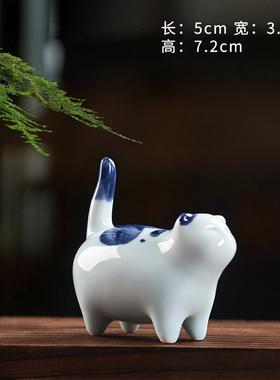 高档可爱动小咪摆猫件治陶物瓷家居客厅桌面装饰摆设愈系创意简约