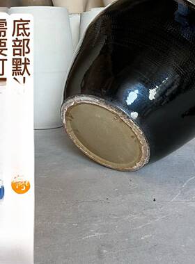 黑色大罐落地落陶罐酒店大堂花瓶景观HKN流动罐瓷式餐厅院装饰