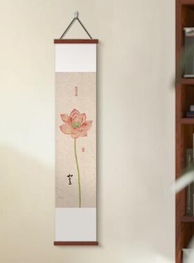 荷新lxy24120轴中式花轴挂画竖长条茶室书卷房禅意装饰画客厅办公