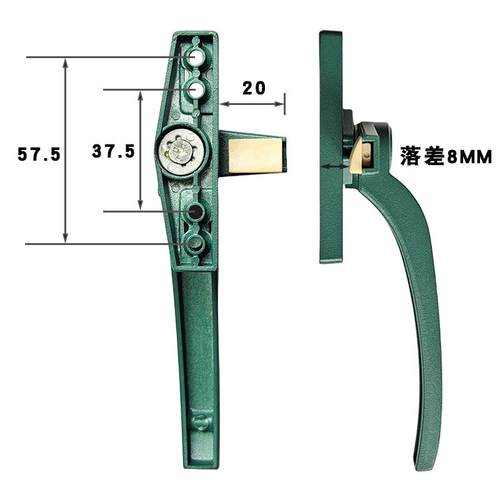 老式铝合金玻璃窗户把手50型彩铝平开窗执手锁头简易外推门窗拉手 - 图0