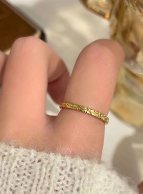 钛钢不掉色碎冰冰戒指女小众设计高级感极细简约素圈尾戒气质百搭