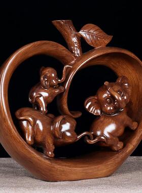 小象摆件一家三口吉祥物象新家客厅电视柜玄关乔迁礼物家居装饰品