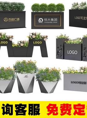 户外不锈钢花箱景观花槽市政道路隔断护栏铁艺花箱组合花池定制