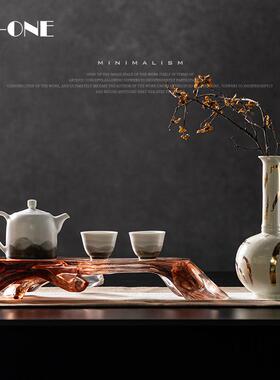 新中式茶盘茶室中古组合软装饰品高级感禅意艺术品