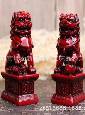 中号白狮子摆件一对金色狮子店铺家居装饰品办公室摆件现货