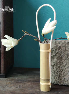 玉娆禅意茶室氛围装饰摆件桌面茶几复古中式花架花器花入茶空间