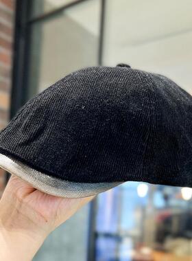 秋冬帽子美式街头覆古时尚前进帽男女季灯芯绒贝雷帽百搭显1020k