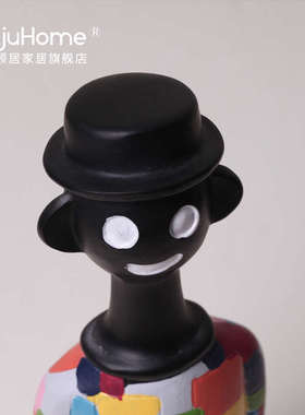 现代迷彩马赛克黑人人物树脂摆件儿童礼品客厅书房展柜家居装饰品