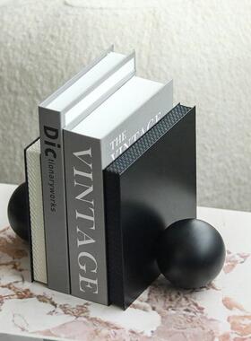 现代轻奢书档书靠摆件样板房售楼处极简几何艺术皮革书本收纳摆设