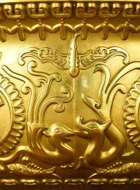 纯黄铜聚宝盆摆件五福双龙客厅店铺公司装饰工艺开 业乔迁礼品玄