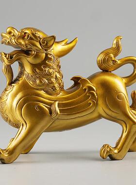 铜飞天独角貔貅摆件黄铜一对家居饰品装饰品工艺品小皮丘摆设