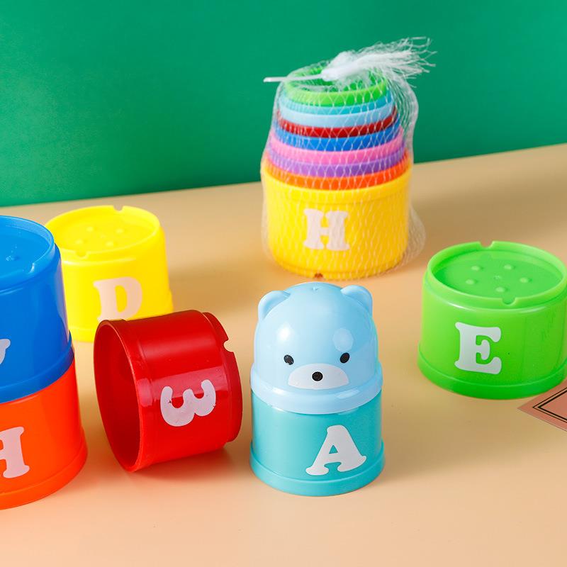 叠叠杯 儿童宝宝益智玩婴儿早教数字字母叠叠高 套碗益智叠叠乐 - 图1