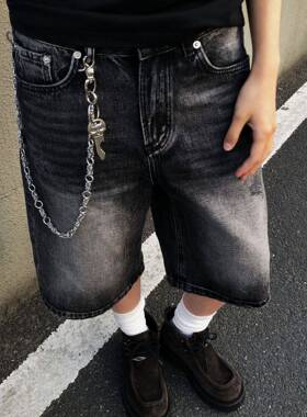 Men's Washed Denim Shorts Summer Classic Straight Fit Casual