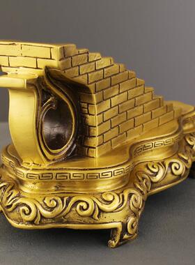 步步高升楼梯阶梯黄铜摆件办公室桌面装饰品客厅办公全铜摆饰送礼