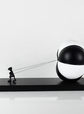 现代创意气球小孩酒店大厅样板间儿童房卧室客厅玄关卡通雕塑摆件