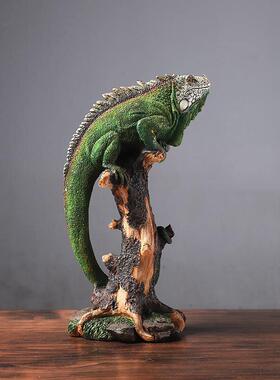 变色龙蜥蜴彷真动物摆设件酒店欧式家居客厅花园电视柜工艺装饰品