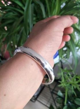 高档足银999纯泥鳅背手镯 闭口素面民族风手工纯银手订镯做可来料