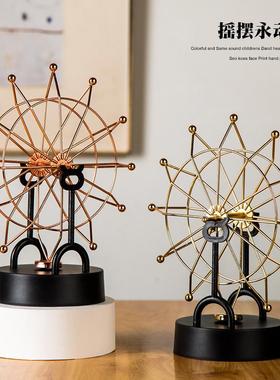 新款轻奢金色铁磁艺摩天轮电性摆永动仪家房居书办公室摆件生日摇