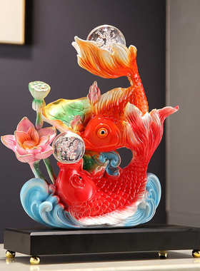 年年有鱼树脂工艺品招财摆件乔迁新居办公客厅开业新房玄关装饰画