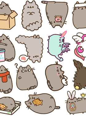 50pcs Kawaii Chunky Cat Stickers Cute Decorative Stationery