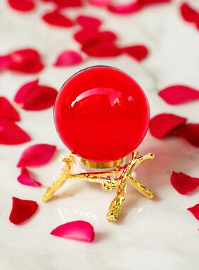 纯手工粉绿色彩色透明水晶玻璃球树枝造型送礼创意客厅桌面小摆件