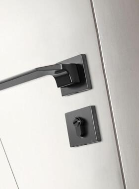黑色室内门锁分体静音卧室房间木门锁家用通用型现代简约锁子把手