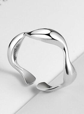 Sterling Silver Open Ring for Women Minimalist 波浪纹女戒指