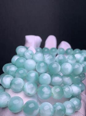 2026天然湖蓝绿纹石手链 女款针钠钙石水晶圆珠手串饰品礼物