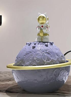 创意宇航员流水摆件家居客厅电视柜酒柜装饰品工厂直销树脂工艺品