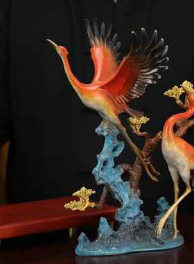 全铜鹤寿延年摆件铜松鹤延年家居办公室客厅装生日贺寿领导工艺品