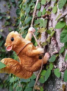 跨境爆款攀爬小松鼠小猴子花盆挂件阳台庭院花园户外园林装饰摆件