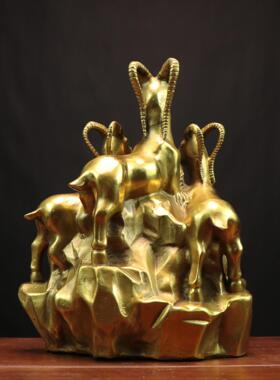 黄铜羊 三羊开泰生肖羊 家居店铺铜三阳开泰摆件铜三羊三阳