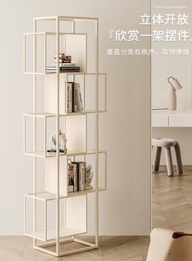 书架置物架落地书柜家用风收纳架简约铁艺奶油现代展示架客厅包邮