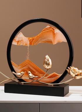 创意中式荷塘月色流沙画沙漏件家居客公室装饰品厅年摆会20230901