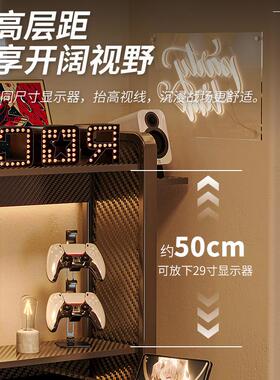 电竞桌台式机可放主机卧室家用小型电脑桌书架一体游戏桌椅套装