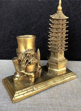 铜文昌塔笔筒摆件九层十三层9层办公室桌面书房装饰品