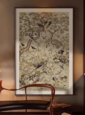 法式中国风花鸟新中式轻奢客厅落地画玄关过道装饰画餐厅卧室挂画