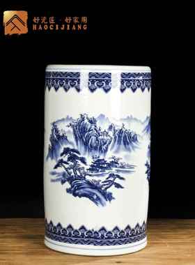 景德镇陶瓷书画卷轴字画缸瓷器青花箭筒帽筒放伞筒大花瓶客厅摆件