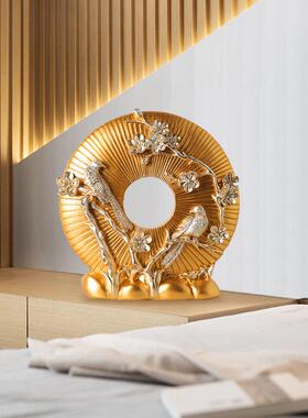 新中式摆件高端花鸟平安扣家居客厅玄关书柜博古架办公室软装饰品