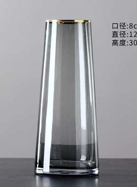 北欧透明花瓶餐桌ins客厅轻批发描金装饰品家居摆件玻璃奢风插花