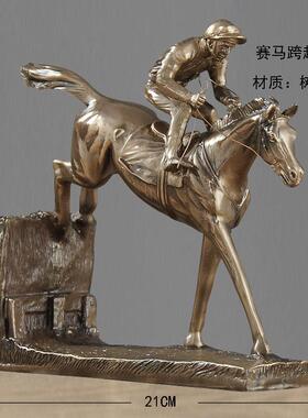 正品欧式马马术运动员赛雕塑艺品摆饰骑马客厅书房装品办公室饰摆
