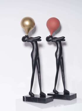 现代抽象雕塑黑色铸铁摆件装置玄关商业展厅工作室直播间装饰品