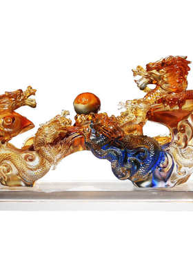 如意办公室九龙礼品开业琉璃乔迁水晶工艺品家居装饰高档摆件客厅