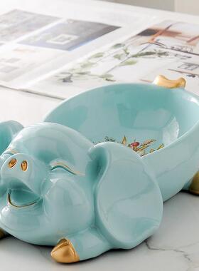 放钥匙的收纳盒门口鞋柜客厅玄关茶几遥控杂物收纳摆件北欧招财猪