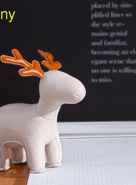 台湾zuny 驼鹿驯鹿小鹿 皮质纸镇书挡门挡 圣诞礼物 家居摆件