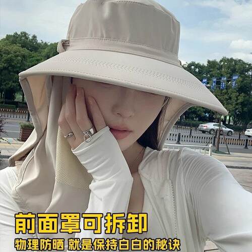 沙漠防沙护颈面巾女徒步装备西北旅游防风面罩帽子防晒帽透气遮脸 - 图0