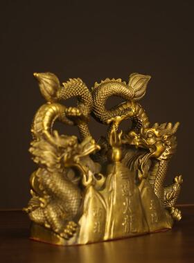 黄避火龙铜摆件厨房在西北铜角乾用品火烧QYJ天门卦龙避火龙